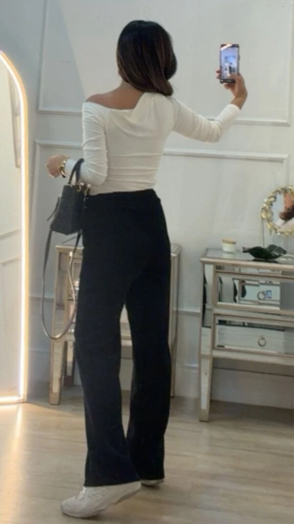 Calça Pantalona Fabiana Canelada Pala Com Amarração