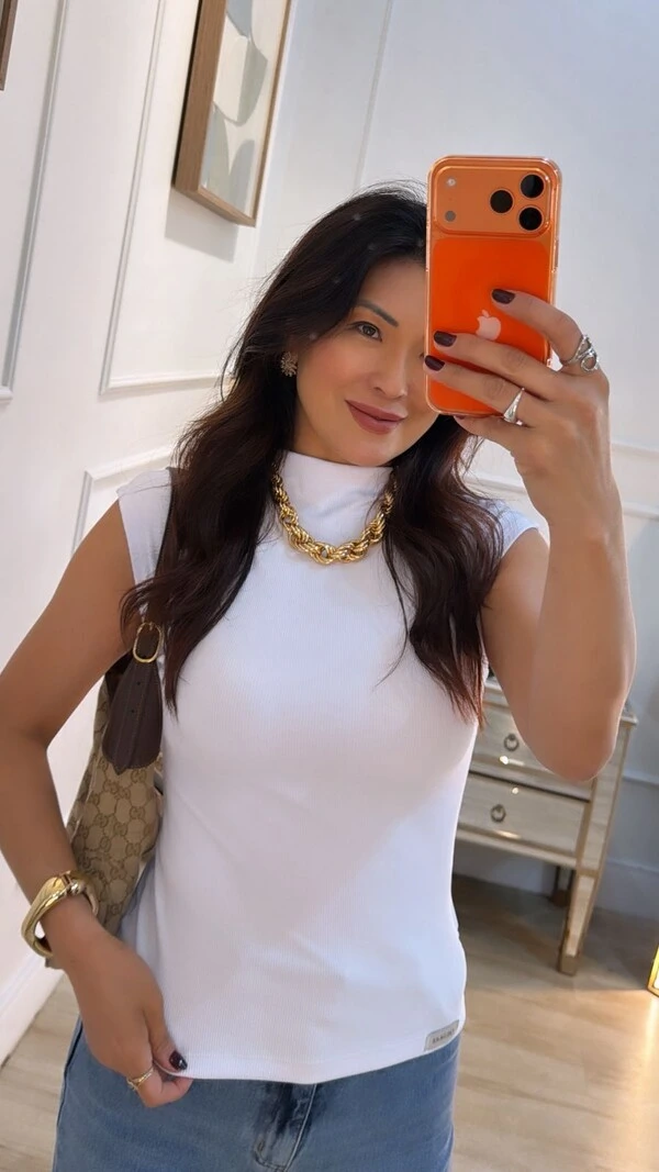 Blusa Muscle Canelada Larissa Gola Alta