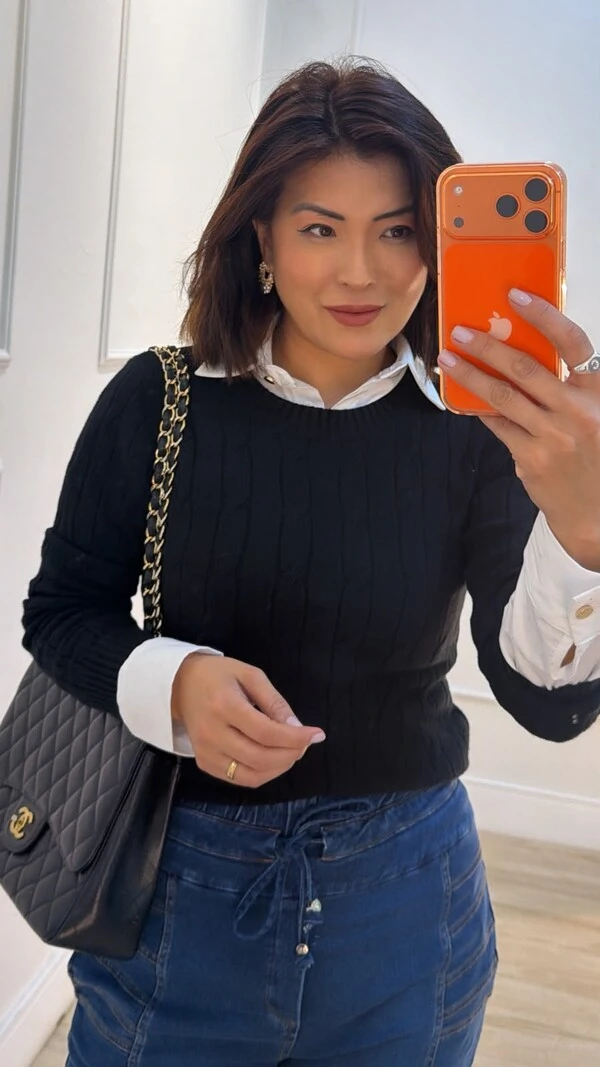 Blusa Tricot Maithe Nervuras E Trançados Pela Peça