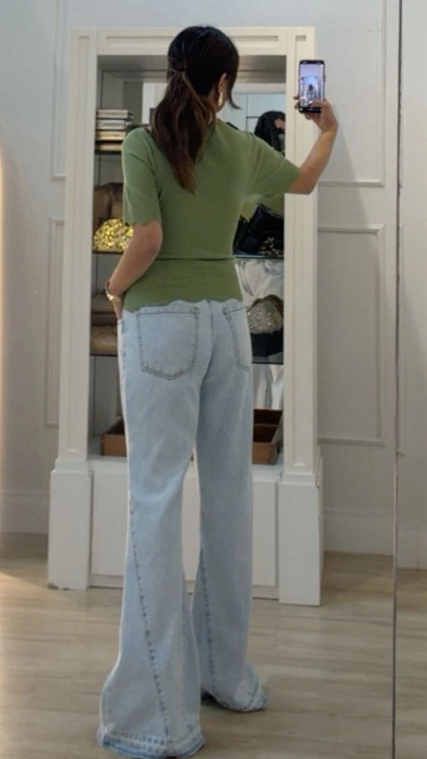 Blusa Tricot Mangas 3/4 Michelle Detalhe Em Nuvem