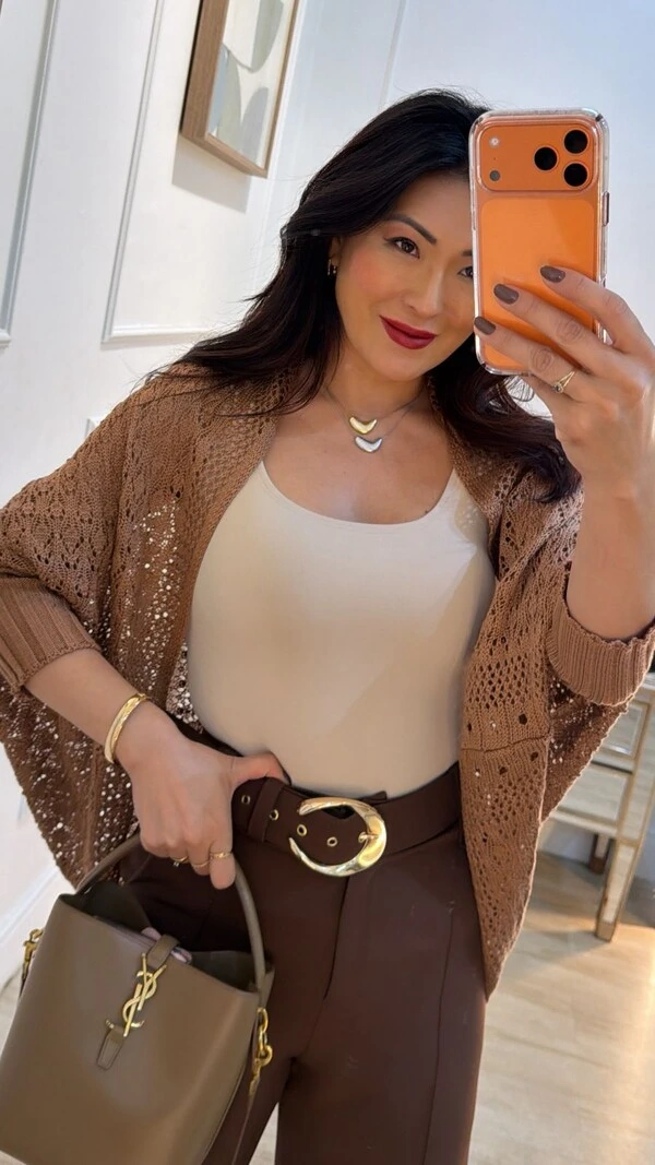 Kimono Capa Tricot Lulu Punhos Largos Canelados