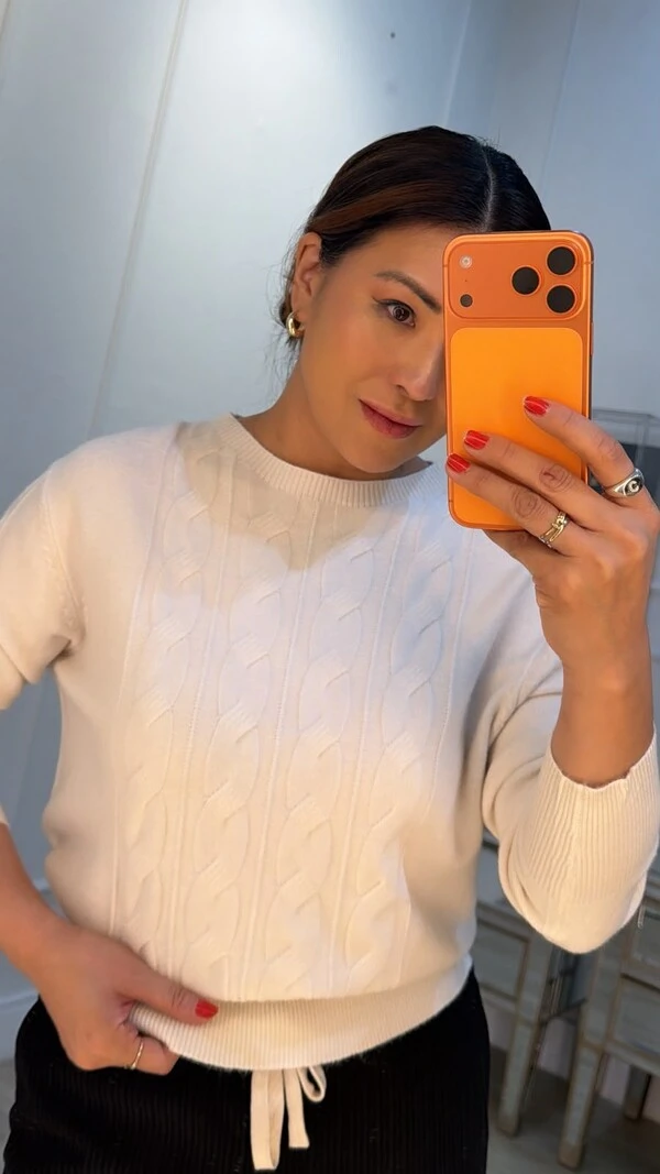 Blusa Tricot Pati Mangas Longas Detalhe Trançado