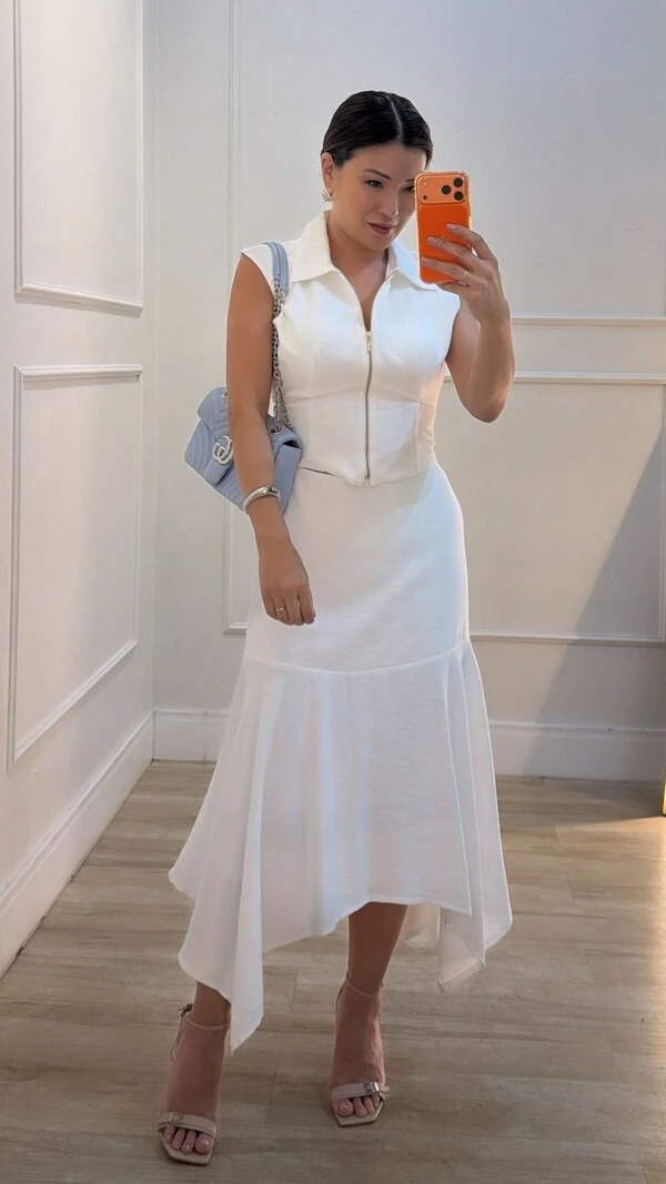 Polo Corset Jenna Zíper Dourado Frontal