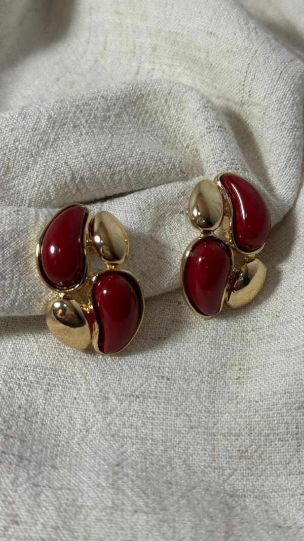 Brinco Gota Bicolor Com Dourado