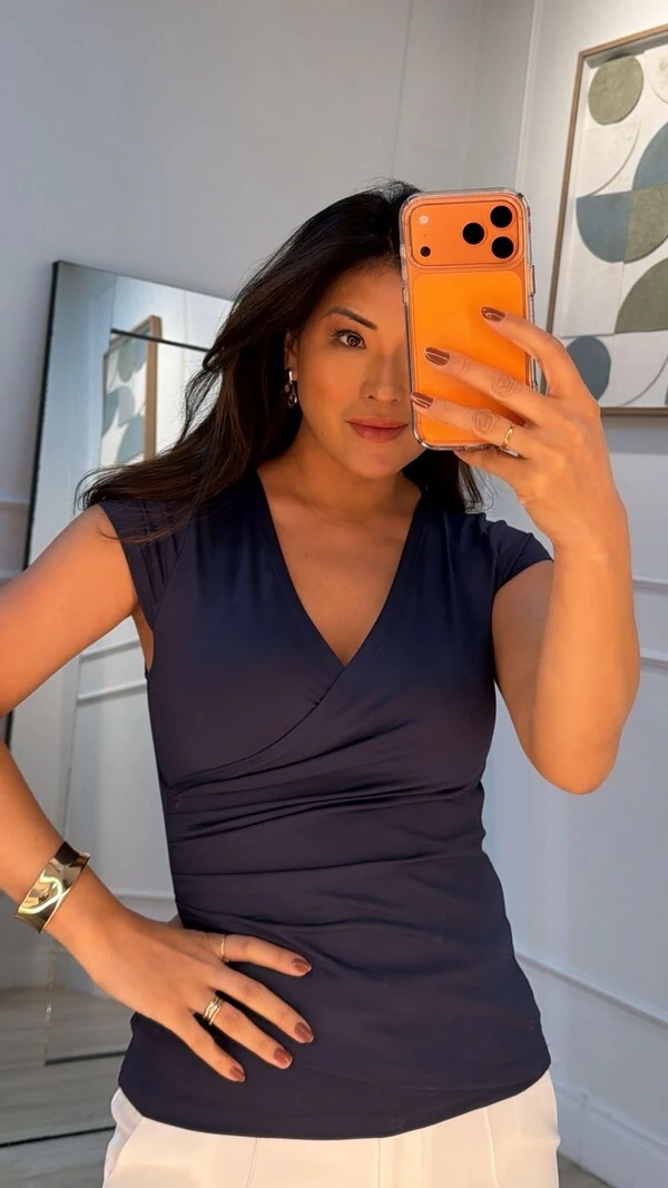 Blusa Cachequer Suplex Gisele Drapeado Lateral