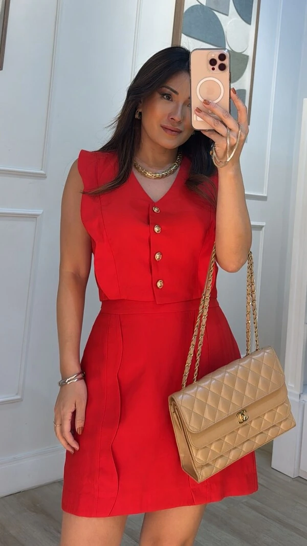 Colete Curto Twill Lorena Mangas Em Babado Nuvem