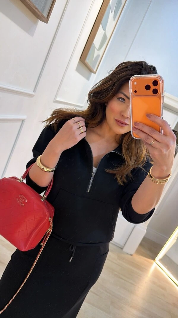 Conjunto Moletom Glaucia Blusa Gola Alta E Saia Midi