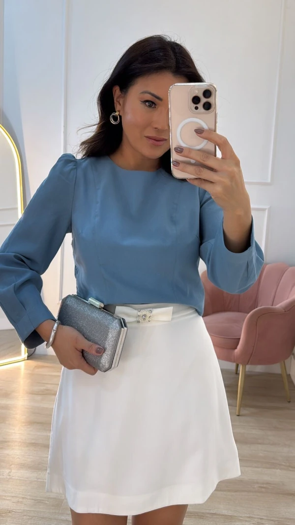 Cropped Twill Gabriela Mangas Longas Princesa