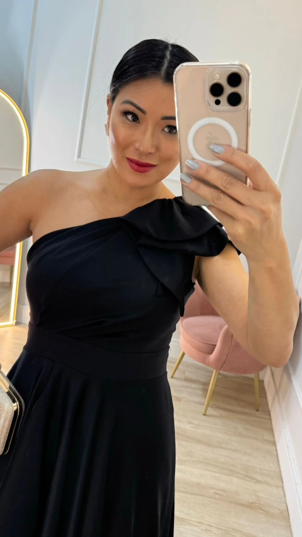 Vestido Longo Ombro Único Renata Fenda Frontal
