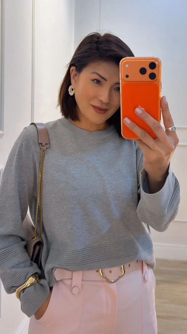 Blusa Ampla Tricot Brenda Com Entremeios