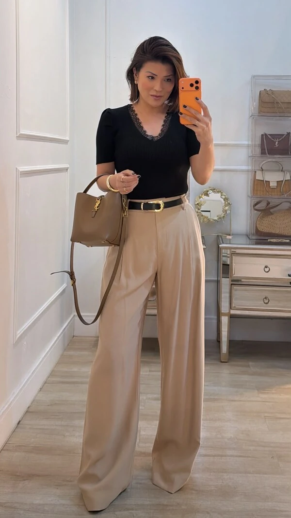 Blusa Canelada Decote V Karina Mangas Princesa