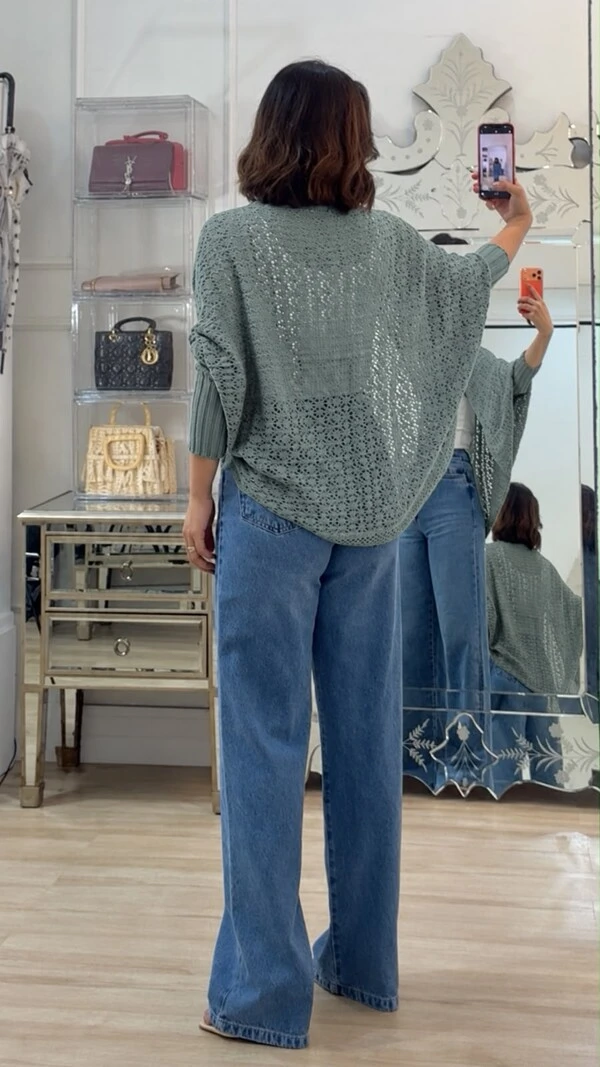 PRÉ-VENDA DATA ESTIMADA DE ENVIO DIA 22/10 Kimono Capa Tricot Lulu Punhos Largos Canelados