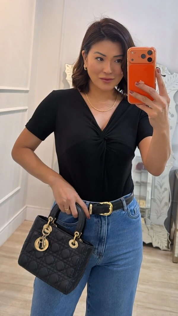Blusa De Malha Camila Decote V Detalhe Transpassado