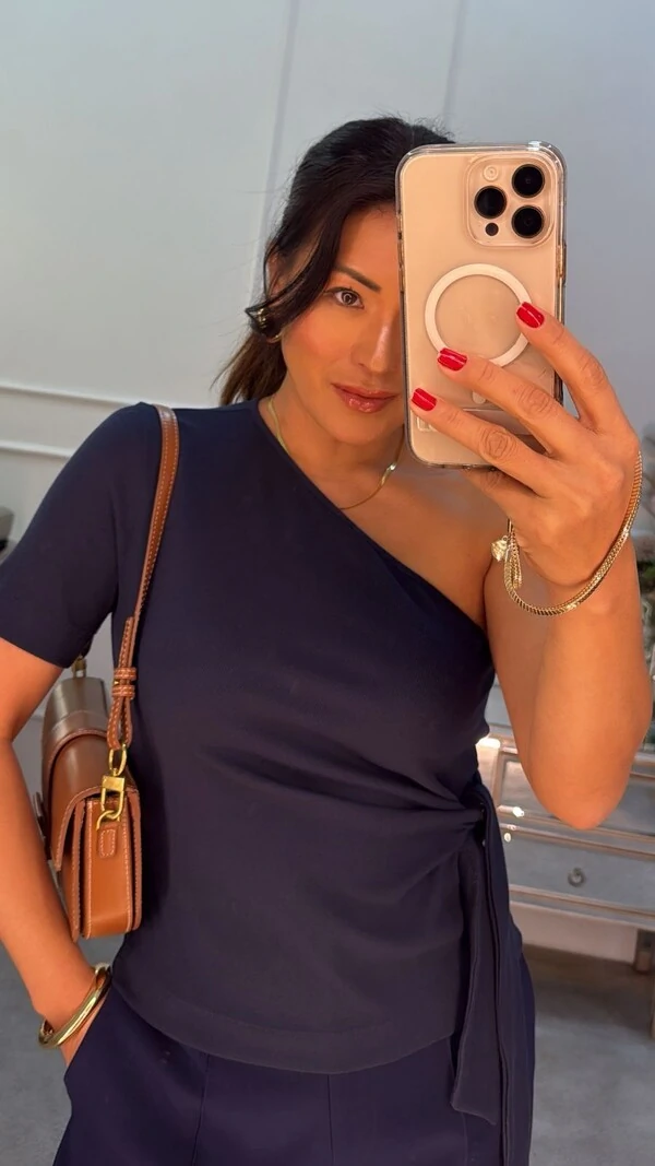 Blusa Canelada Manga Única Joyce Detalhe Amarração Lateral