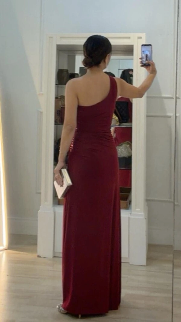 Vestido Longo Drapeado Cris Ombro Único