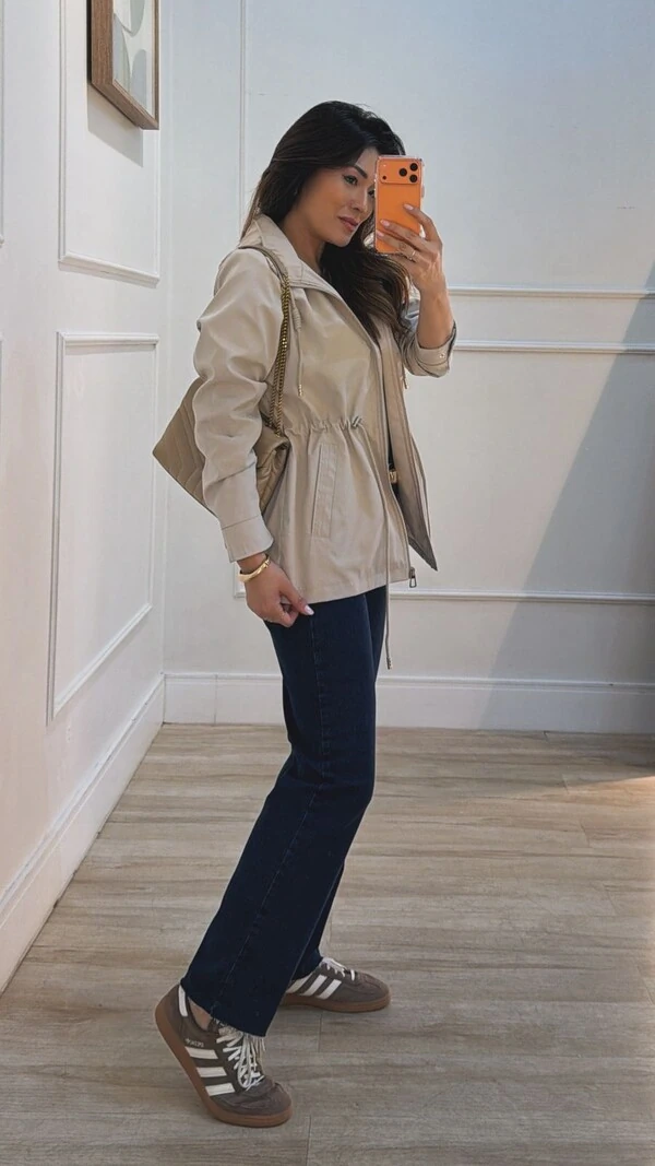 Parka Casaco Aveludado Marie Capuz Removível