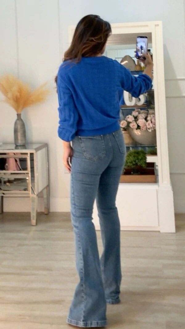 Blusa Tricot Detalhes Entrelaçados Aline Mangas Bufantes