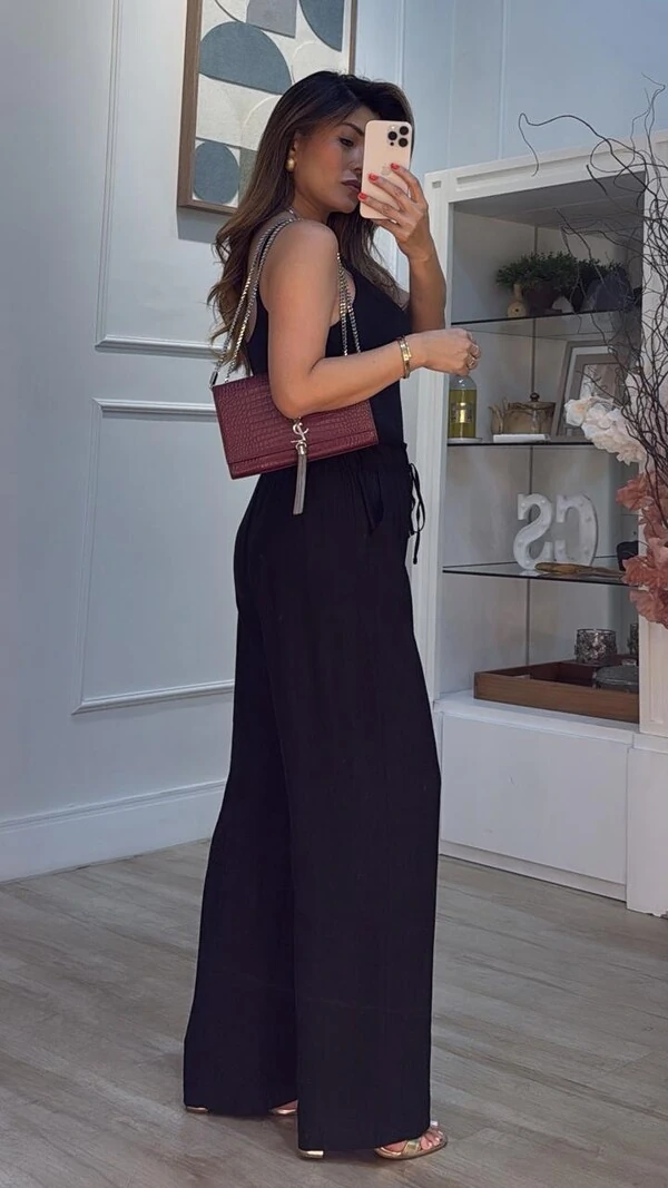 Calça Pantalona Pietra Pala Larga Com Elástico