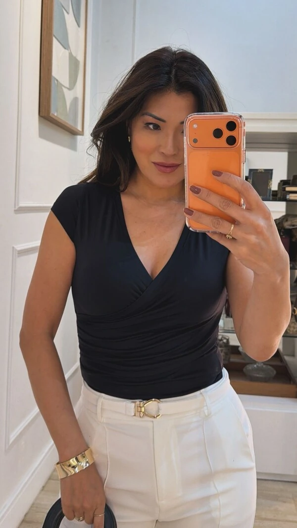 Blusa Cachequer Suplex Gisele Drapeado Lateral