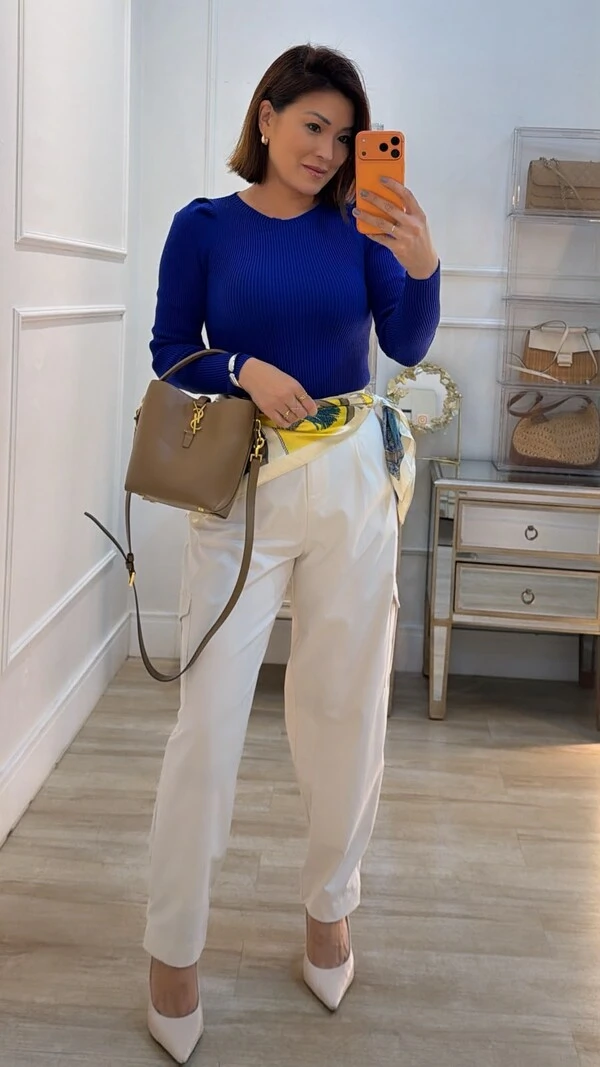 Blusa Tricot Canelado Gola Alta Brenda Mangas Princesa
