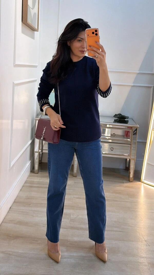 Blusa Tricot Nervura Frontal Taty Punhos Com Aplicações