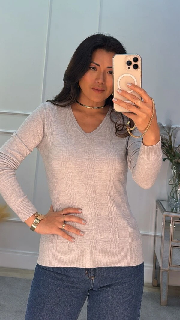 Sueter Tricot Catarina Texturizado Decote V