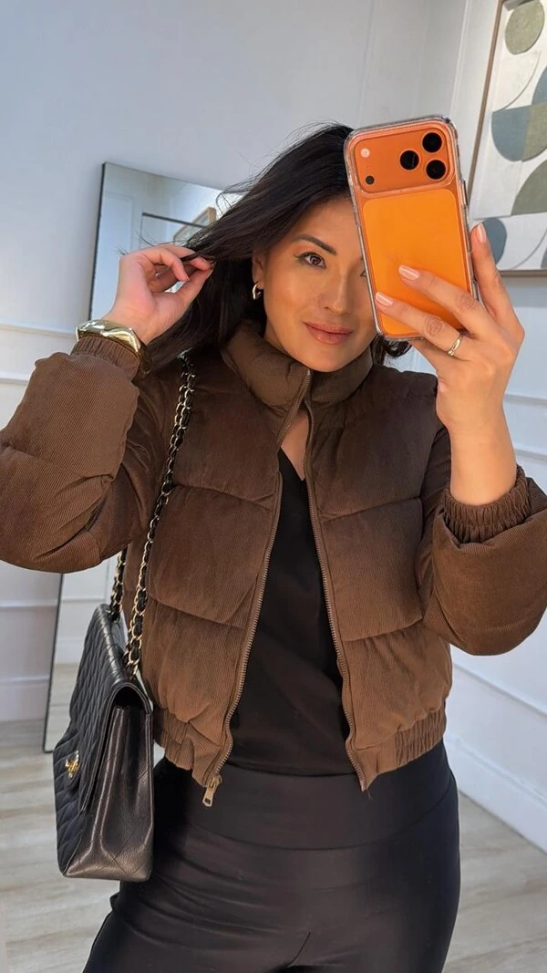 Jaqueta Bomber Veludo Cotelê Rebeca Pespontos Na Horizontal