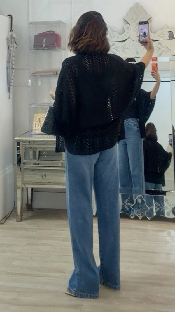 Kimono Tricot Vazado Fabi Mangas 3/4