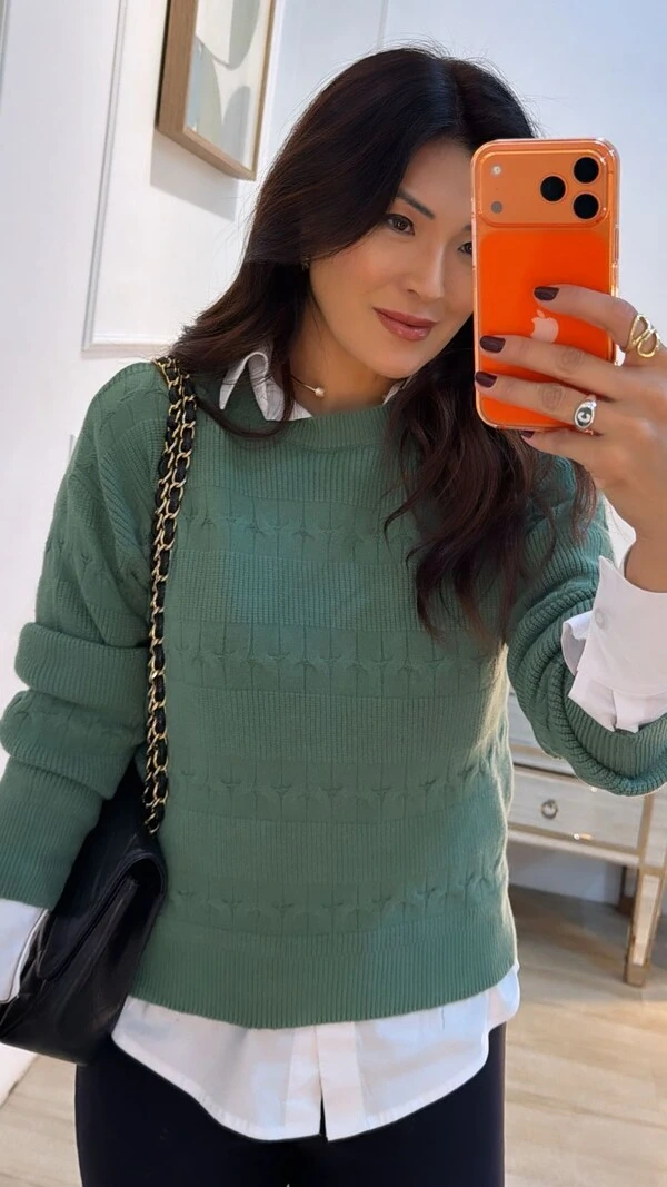 Blusa Tricot Isadora Detalhe De Nervuras Caneladas E Trançados Frontais