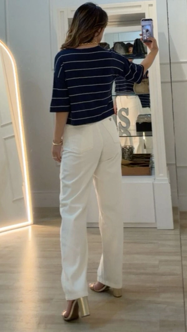 Blusa Tricot Ampla Listrada Stephanie Mangas 3/4