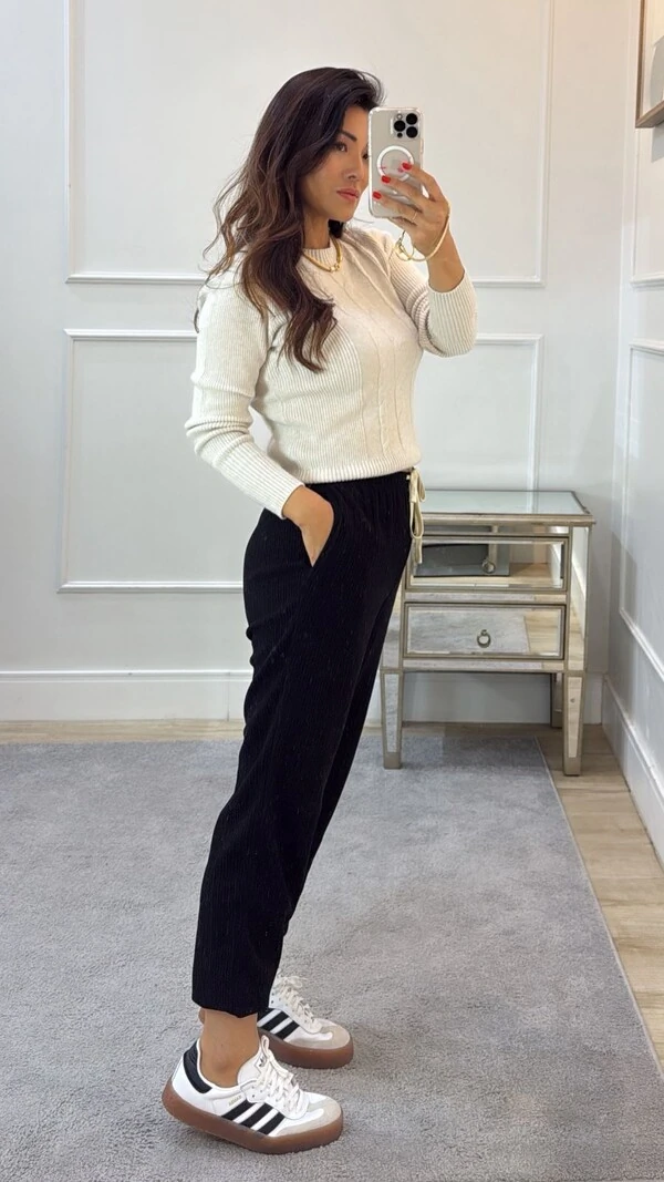 Calça Jogger Moletom Canelada Catherine Amarração Frontal