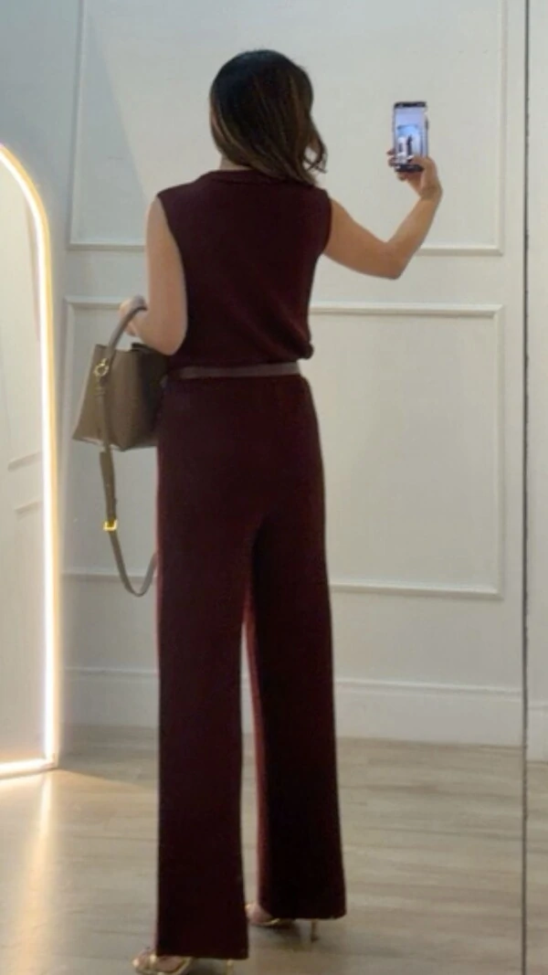 Calça Pantalona Tricot Natasha Pala Larga