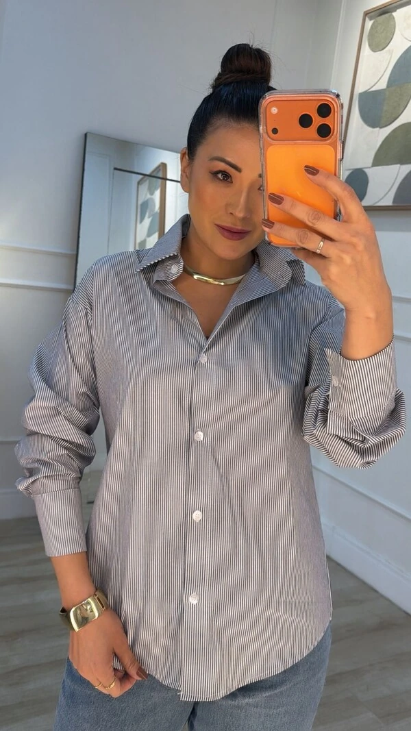 Camisa Listrada Diana Mangas Longas