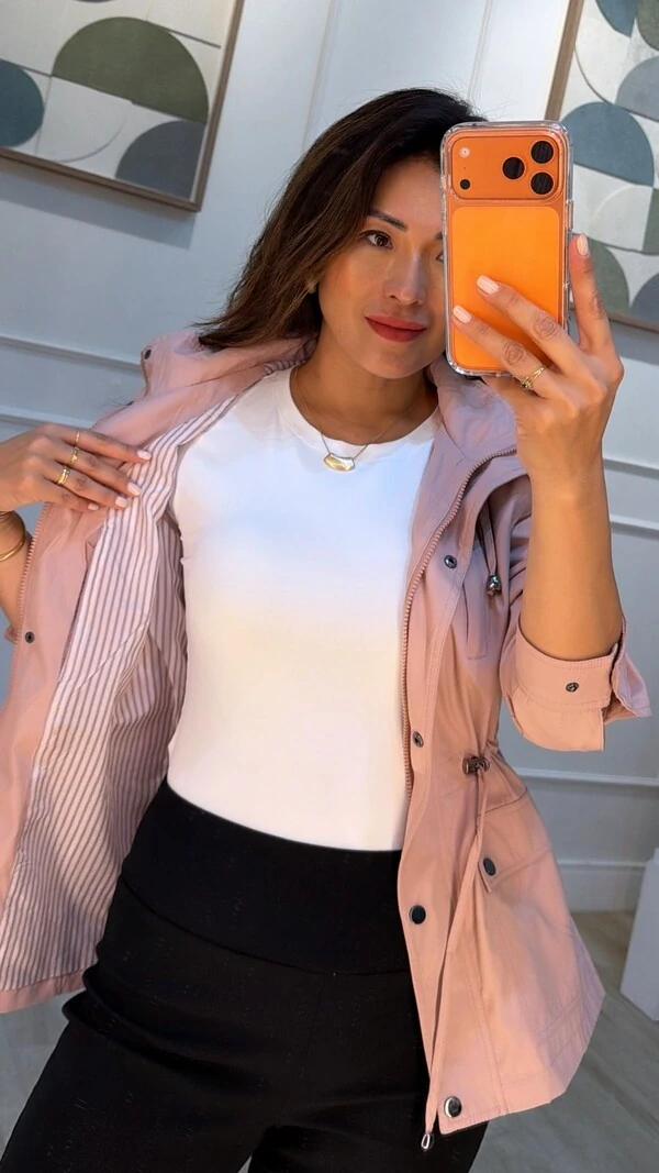 Parka Capuz Removível Sol Forro Listrado