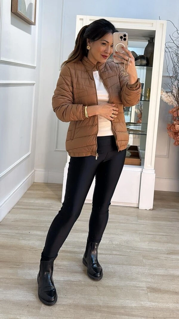 Jaqueta Nylon Valentina Pespontos Em Triangulo Horizontal