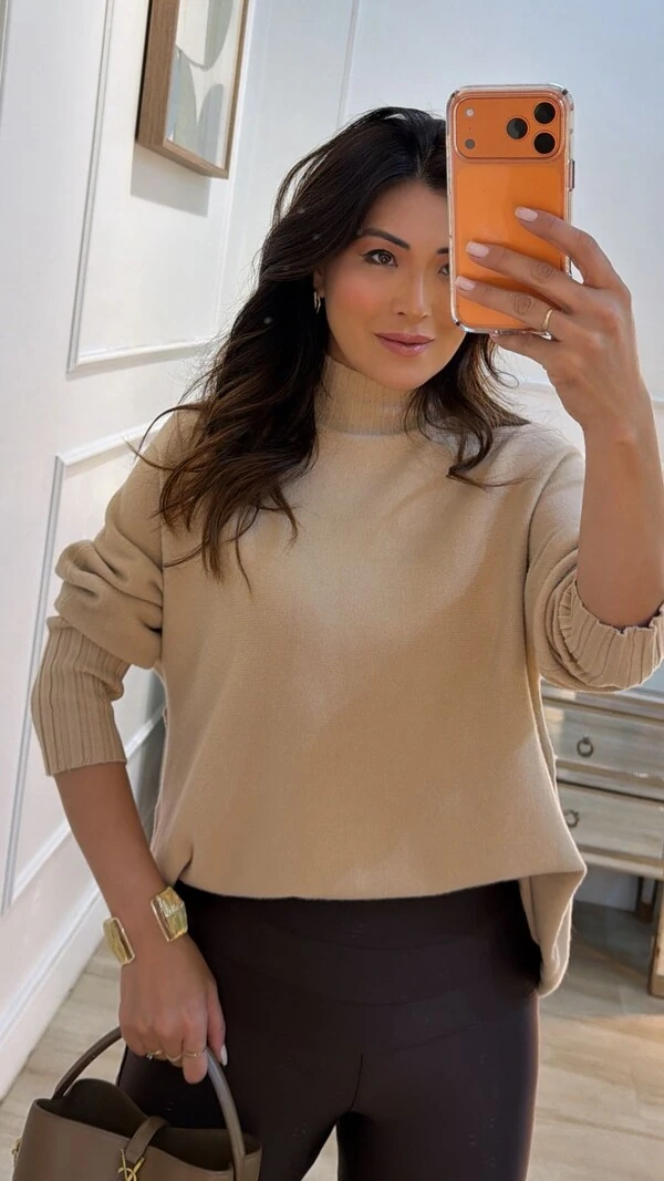 Blusa Poncho tricot Simone Gola Alta