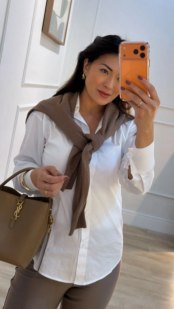 Maxi Camisa Talita Com Pregas Nos Punhos