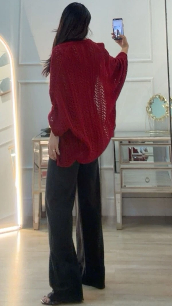PRÉ-VENDA DATA ESTIMADA DE ENVIO DIA 22/05 Kimono Tricot Vazado Fabi Mangas 3/4
