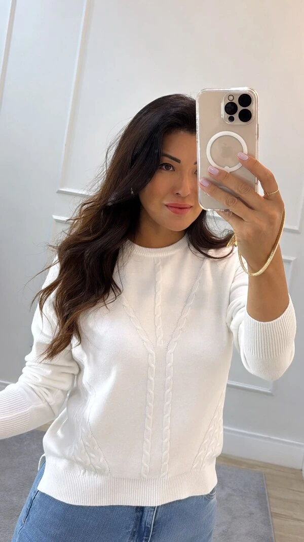 Blusa Tricot Trançados Triplos Frontais Milena Barrado Posterior Maior