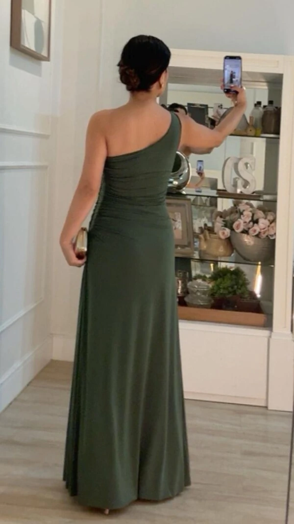 Vestido Longo Drapeado Cris Ombro Único