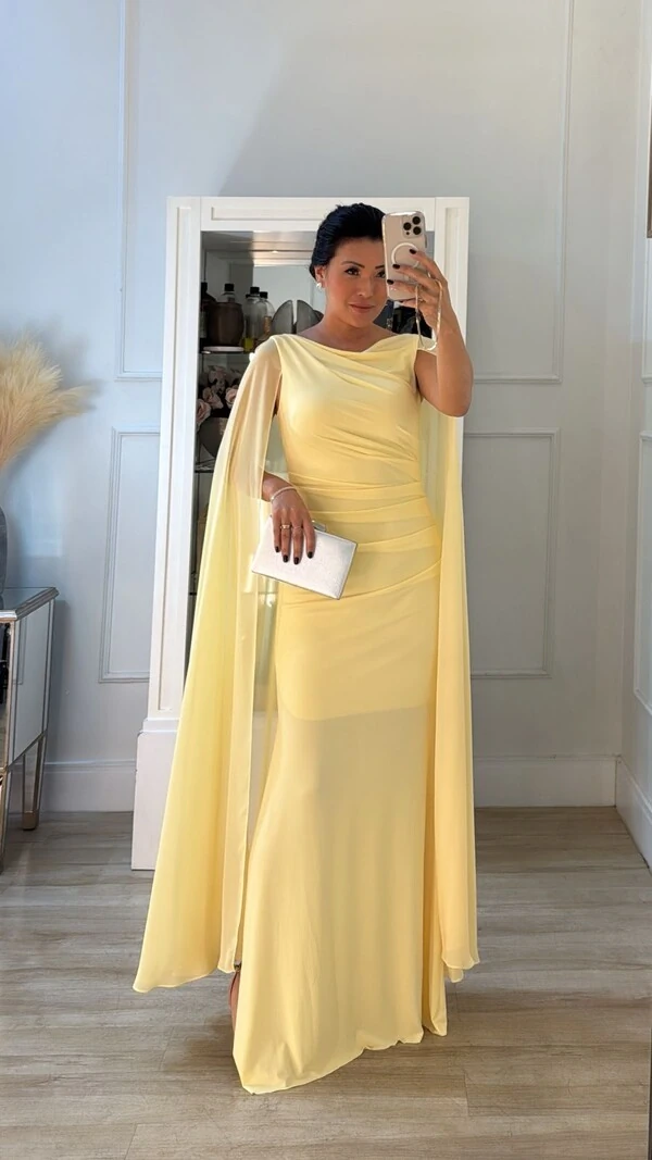 Vestido Longo Detalhe Drapeado Fernanda Fenda Lateral