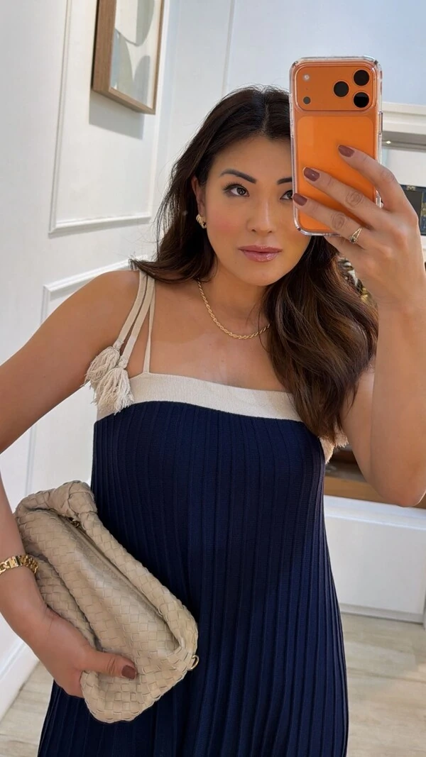 Vestido Tricot Midi Decote Reto Kate Amarração Nos Ombros