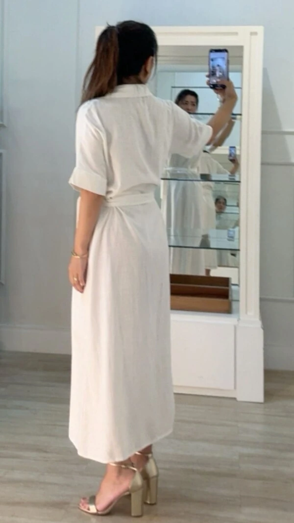 PRÉ-VENDA ENVIO ESTIMADO 25/11 Vestido Chemise Midi Com Cinto Faixa Marie