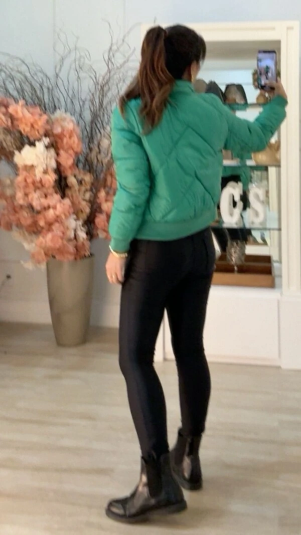 Jaqueta Puffer Nylon Cecilia Punhos E Barrado Largos Canelados