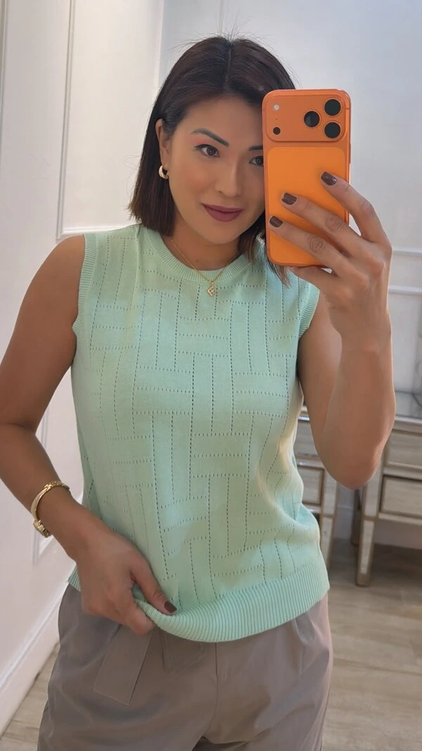 Blusa Regata Tricot Luana Com Entremeios