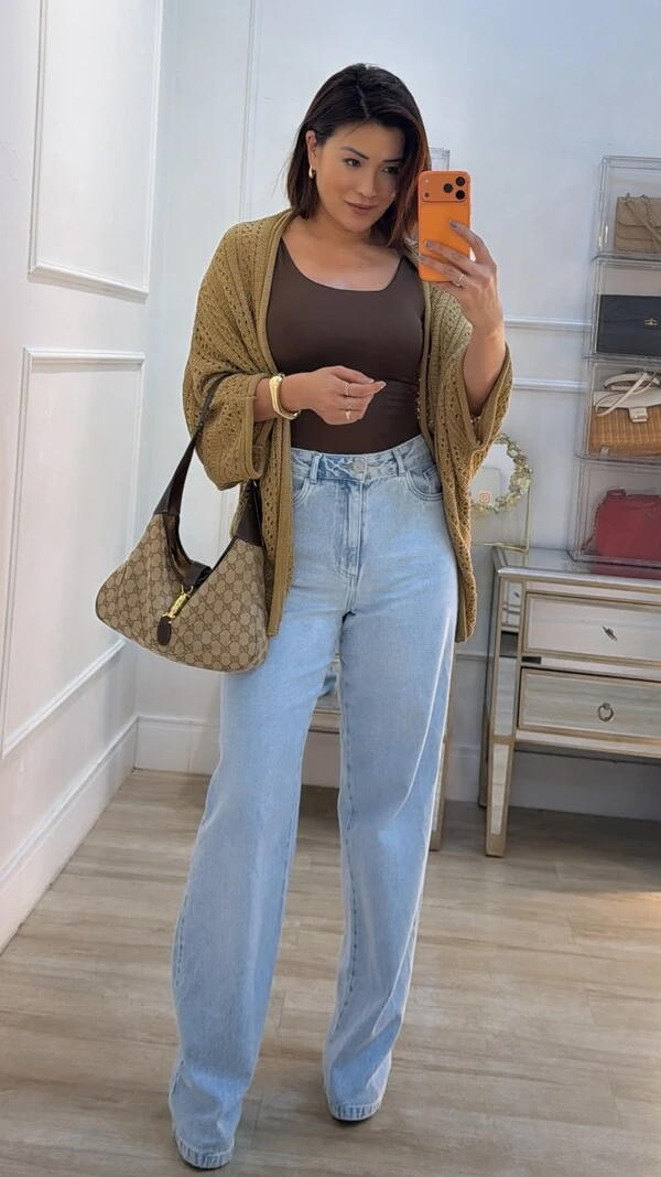 Kimono Tricot Vazado Fabi Mangas 3/4