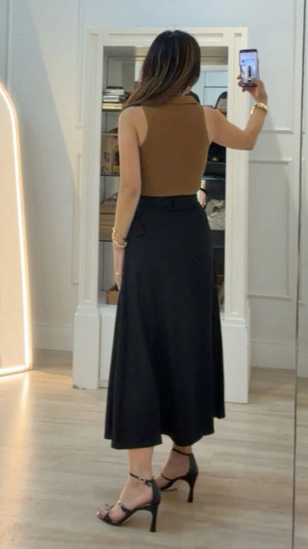 Camisa Polo Texturizada Gabriela Mangas Detalhe Dobrado