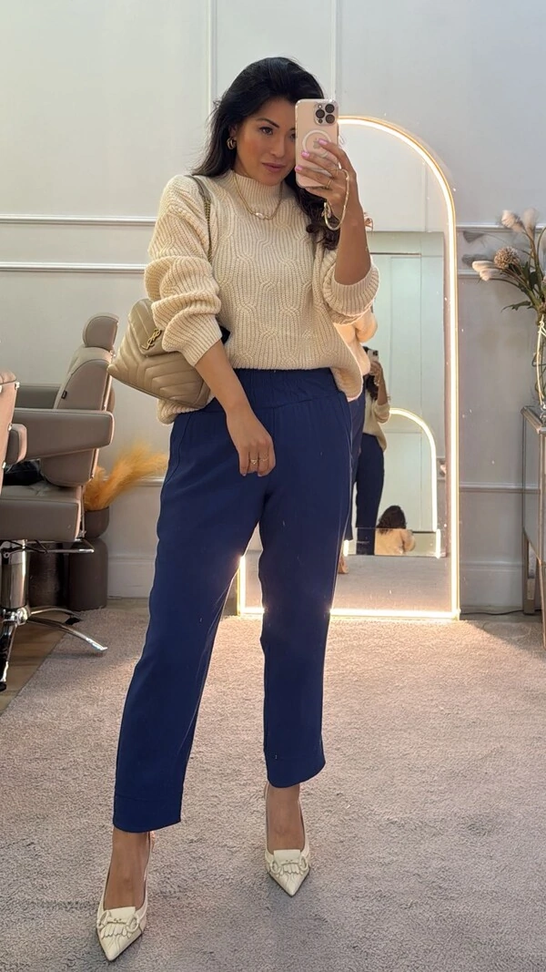 Blusa Tricot Gola Alta Ashley Com Tramas Pela Peça