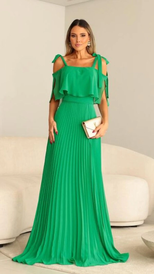 Vestido Longo Ciganinha Ana Com Cinto Faixa