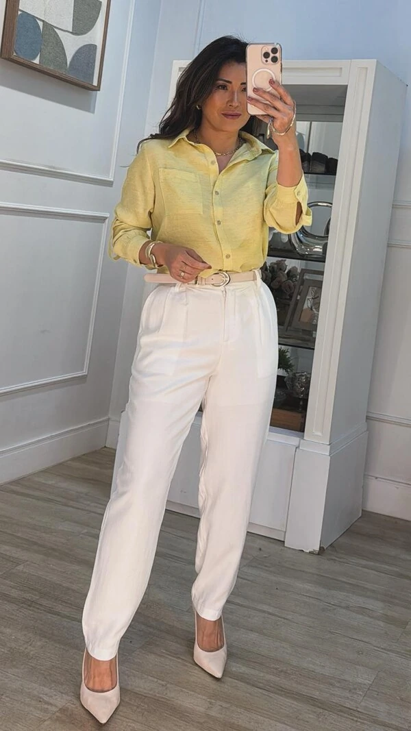 Camisa Mesclada Bolso Único Aysha Martingalê Nos Punhos